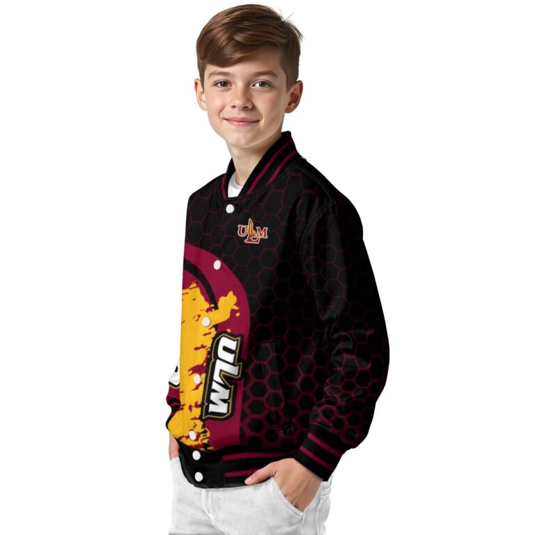 louisiana monroe warhawks hexagonal pattern red black jacket trendy