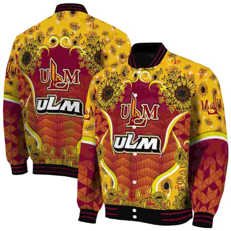 louisiana monroe warhawks sunflower bloom red yellow jacket fashion forward