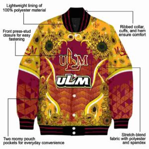 louisiana monroe warhawks sunflower bloom red yellow jacket new arrival
