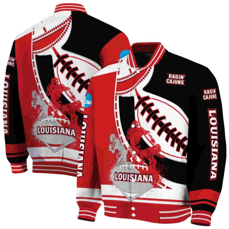louisiana ragin cajuns baseball stitching black white jacket fashion forward