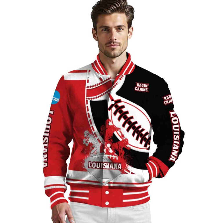 louisiana ragin cajuns baseball stitching black white jacket high quality