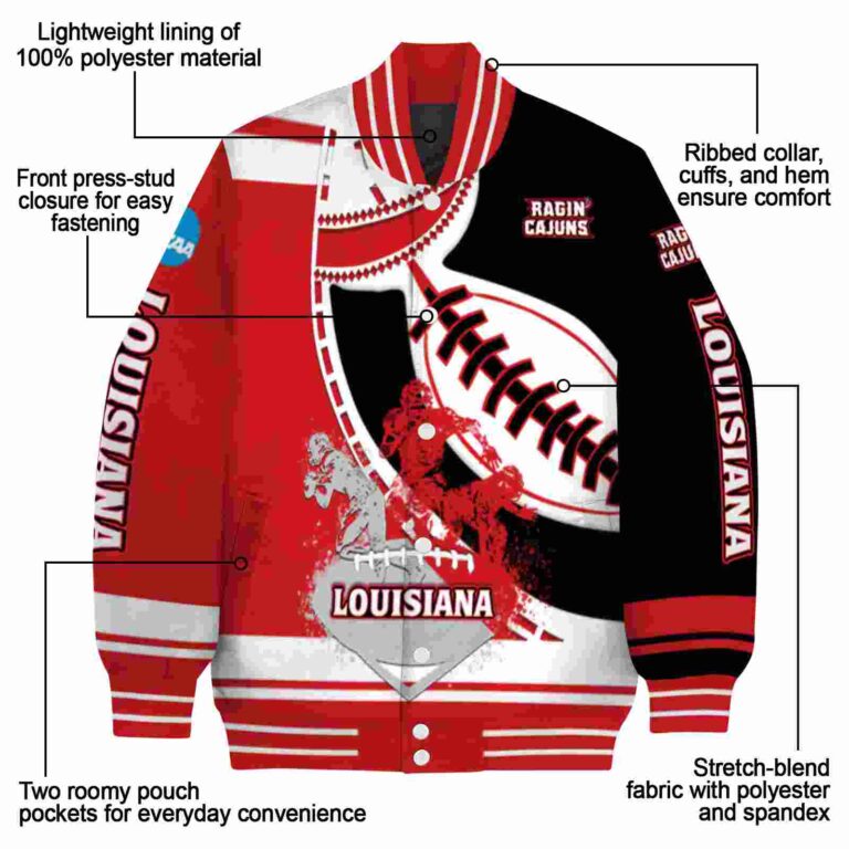 louisiana ragin cajuns baseball stitching black white jacket new arrival