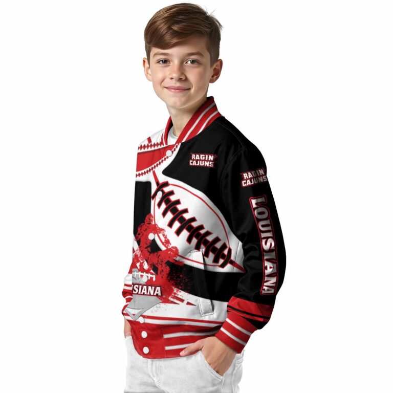 louisiana ragin cajuns baseball stitching black white jacket trendy