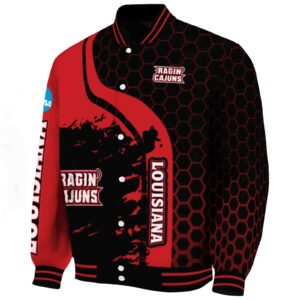 louisiana ragin cajuns hexagonal pattern red black jacket best selling