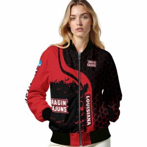 louisiana ragin cajuns hexagonal pattern red black jacket latest model