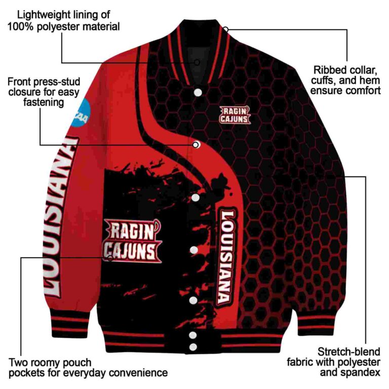 louisiana ragin cajuns hexagonal pattern red black jacket new arrival
