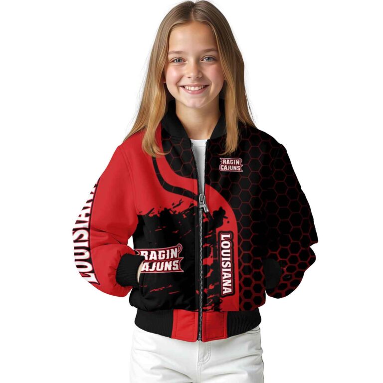 louisiana ragin cajuns hexagonal pattern red black jacket top rated