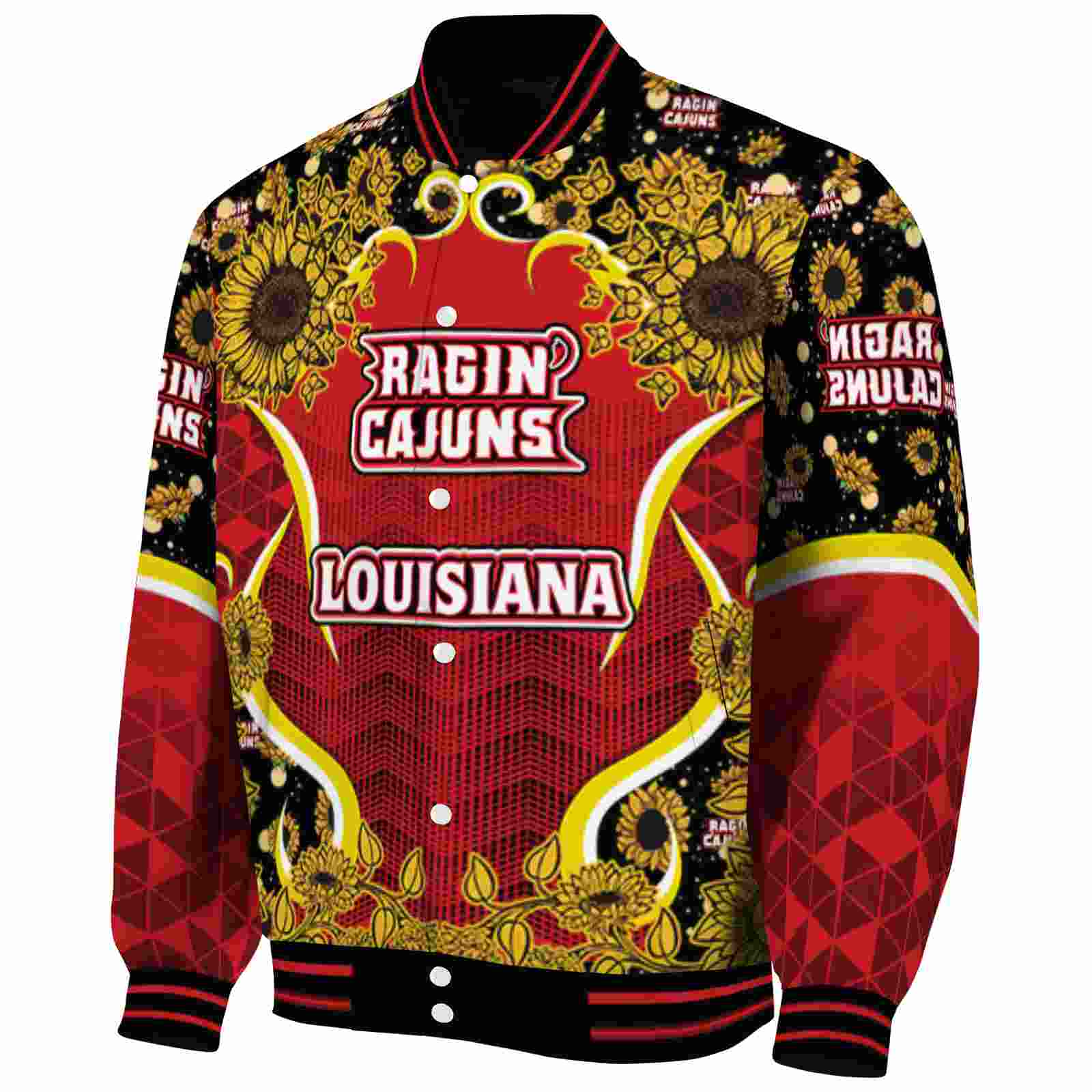 louisiana ragin cajuns sunflower bloom red yellow jacket best selling louisiana ragin cajuns sunflower bloom red yellow jacket best selling