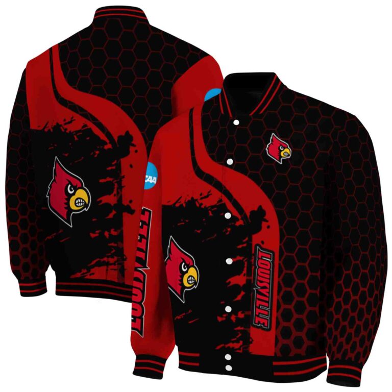 louisville cardinals hexagonal pattern red black jacket fashion forward
