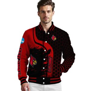 louisville cardinals hexagonal pattern red black jacket high quality