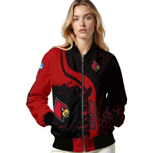 louisville cardinals hexagonal pattern red black jacket latest model