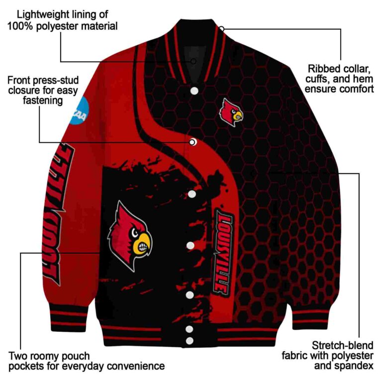 louisville cardinals hexagonal pattern red black jacket new arrival