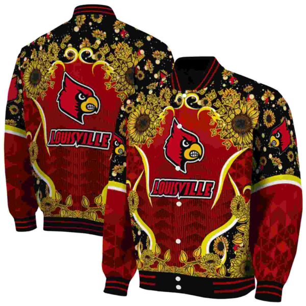 louisville cardinals sunflower bloom red yellow jacket fashion forward