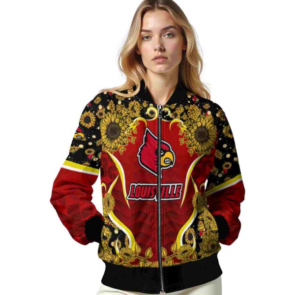 louisville cardinals sunflower bloom red yellow jacket latest model