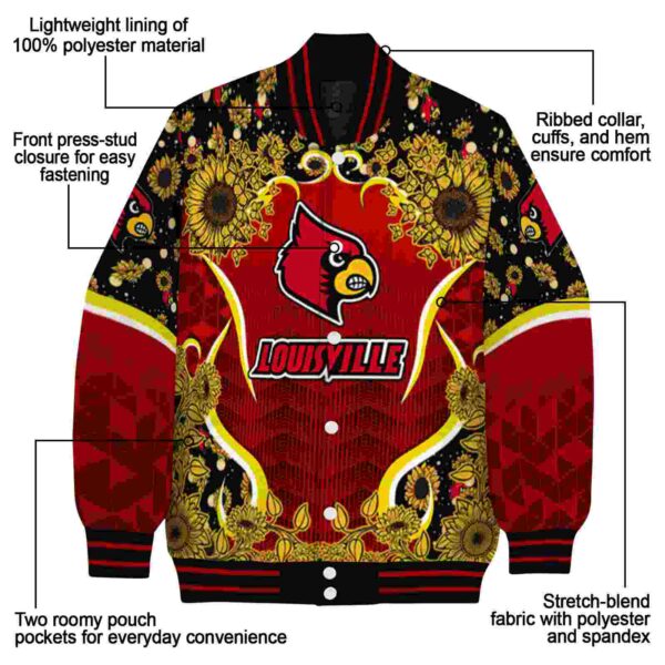 louisville cardinals sunflower bloom red yellow jacket new arrival
