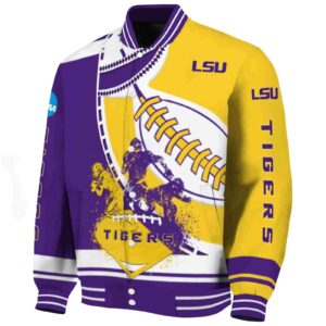 lsu tigers baseball stitching gold white jacket best selling