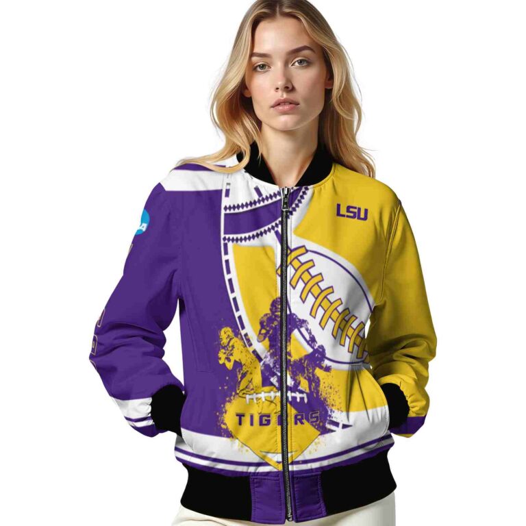 lsu tigers baseball stitching gold white jacket latest model