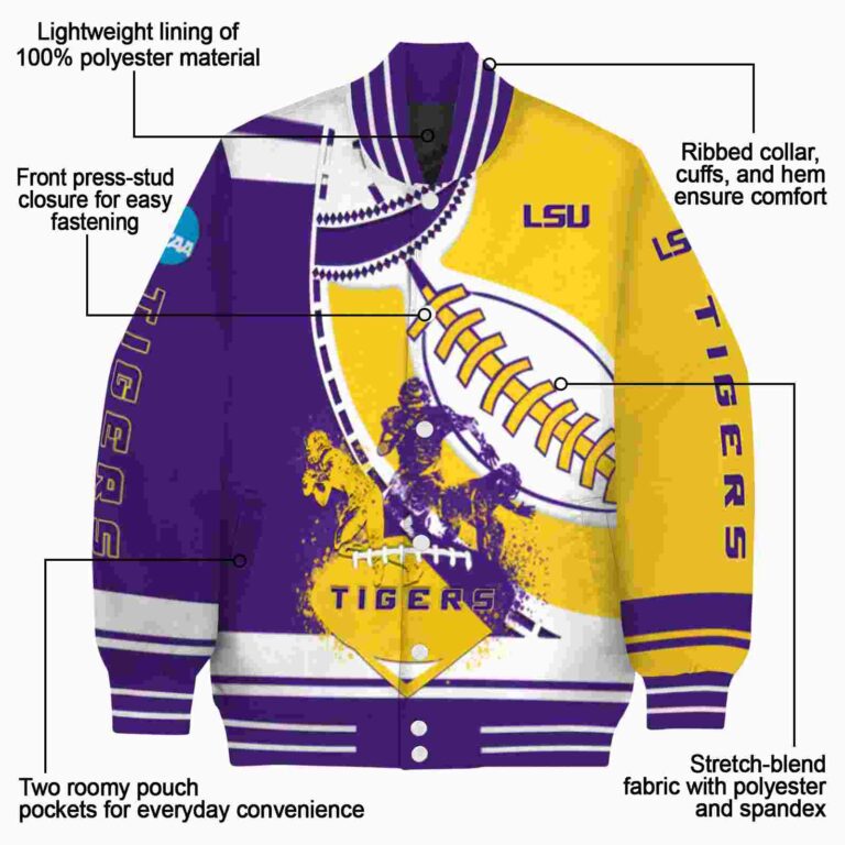 lsu tigers baseball stitching gold white jacket new arrival
