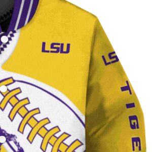 lsu tigers baseball stitching gold white jacket premium grade