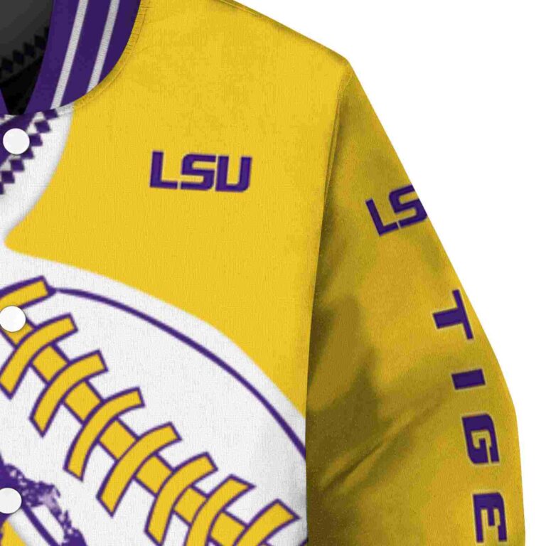 lsu tigers baseball stitching gold white jacket premium grade