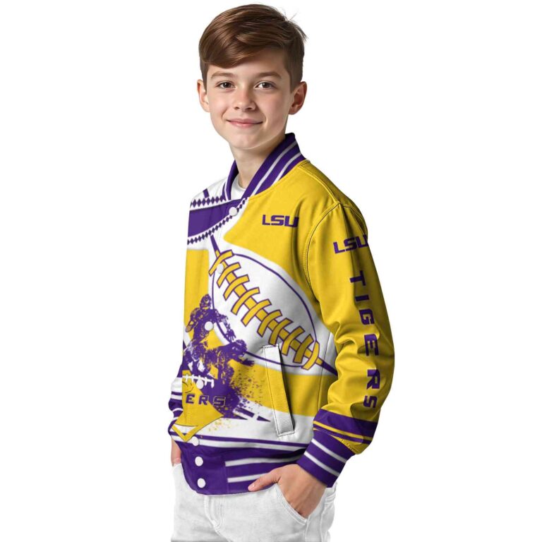lsu tigers baseball stitching gold white jacket trendy