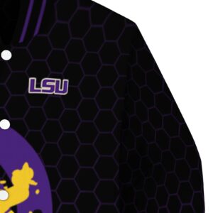 lsu tigers hexagonal pattern purple black jacket premium grade