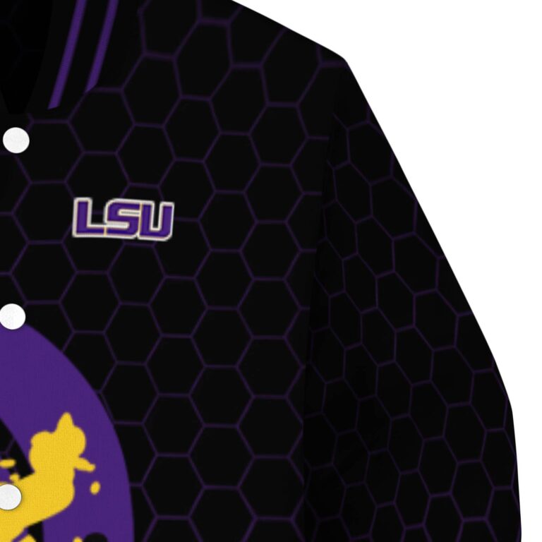 lsu tigers hexagonal pattern purple black jacket premium grade