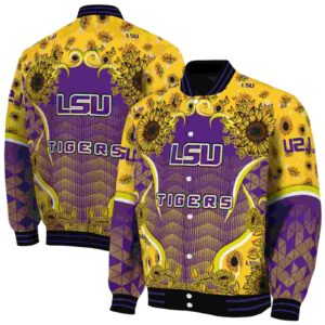 lsu tigers sunflower bloom purple yellow jacket fashion forward