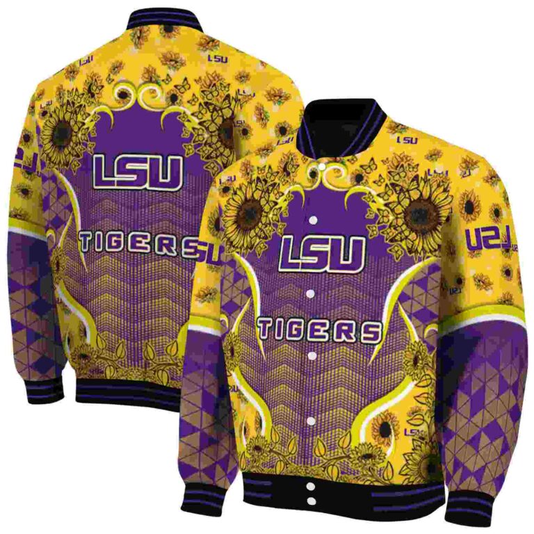 lsu tigers sunflower bloom purple yellow jacket fashion forward