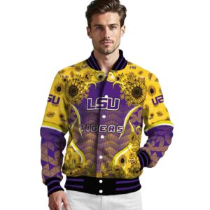 lsu tigers sunflower bloom purple yellow jacket high quality