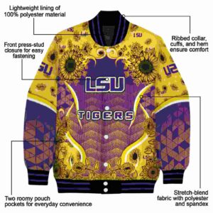 lsu tigers sunflower bloom purple yellow jacket new arrival