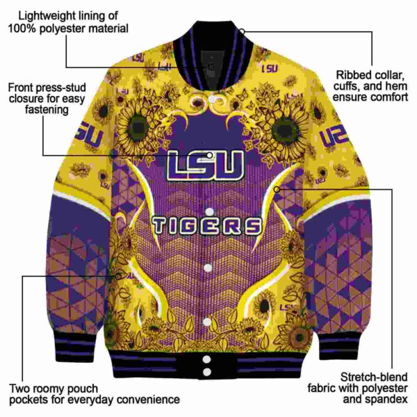 lsu tigers sunflower bloom purple yellow jacket new arrival