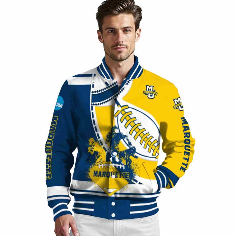 marquette golden eagles baseball stitching yellow white jacket high quality