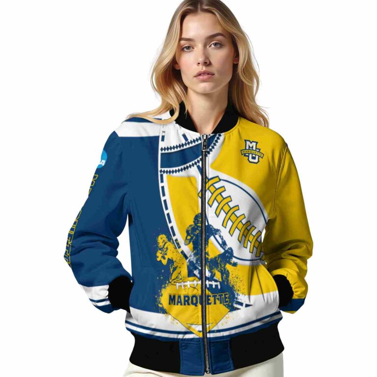 marquette golden eagles baseball stitching yellow white jacket latest model