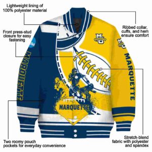 marquette golden eagles baseball stitching yellow white jacket new arrival