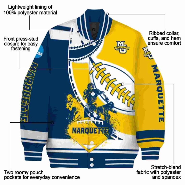 marquette golden eagles baseball stitching yellow white jacket new arrival