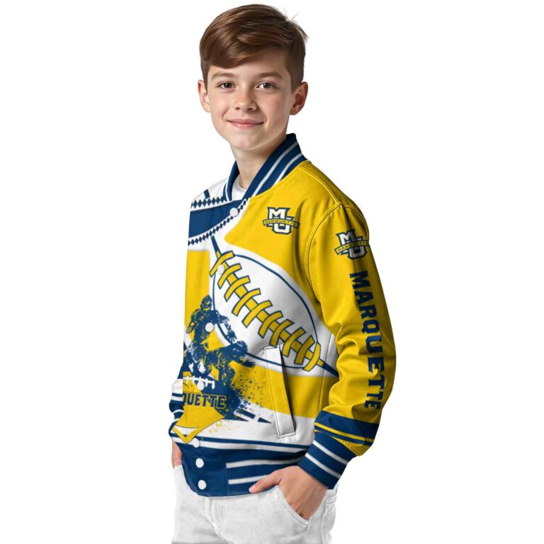 marquette golden eagles baseball stitching yellow white jacket trendy