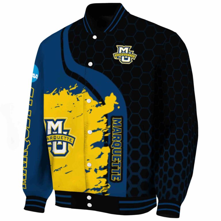 marquette golden eagles hexagonal pattern blue black jacket best selling