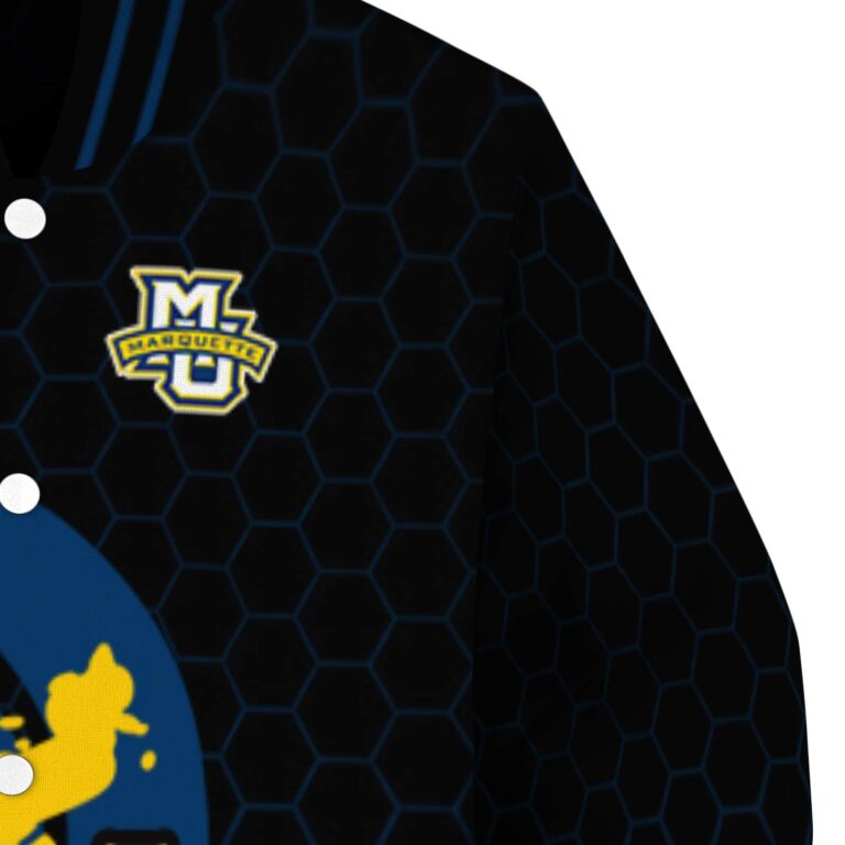 marquette golden eagles hexagonal pattern blue black jacket premium grade