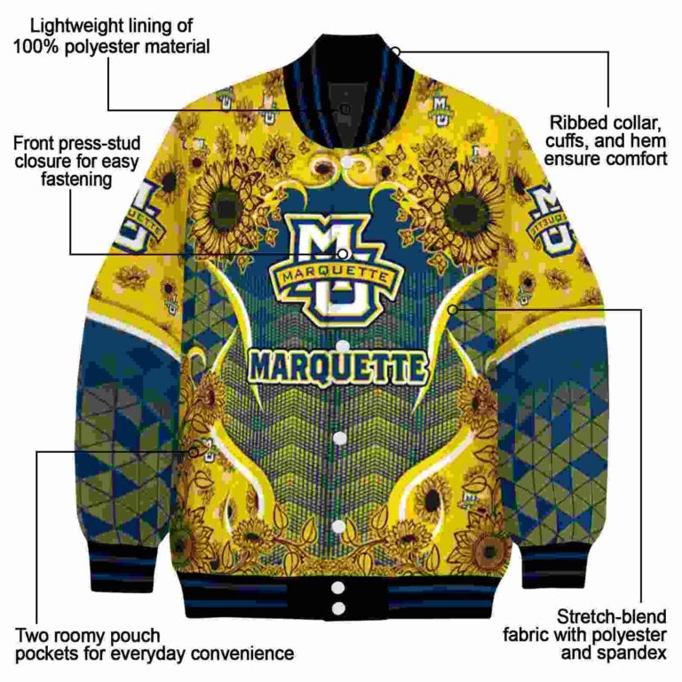 marquette golden eagles sunflower bloom blue yellow jacket new arrival