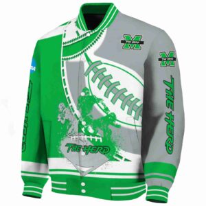 marshall thundering herd baseball stitching gray white jacket best selling