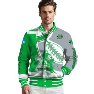 marshall thundering herd baseball stitching gray white jacket high quality