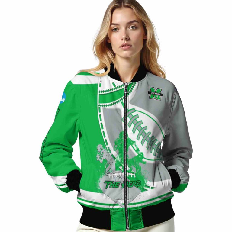 marshall thundering herd baseball stitching gray white jacket latest model