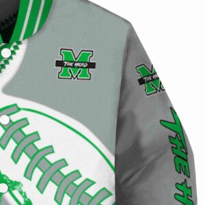 marshall thundering herd baseball stitching gray white jacket premium grade