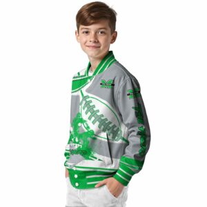 marshall thundering herd baseball stitching gray white jacket trendy