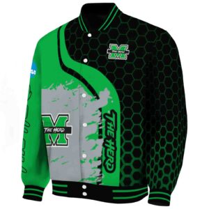 marshall thundering herd hexagonal pattern green black jacket best selling