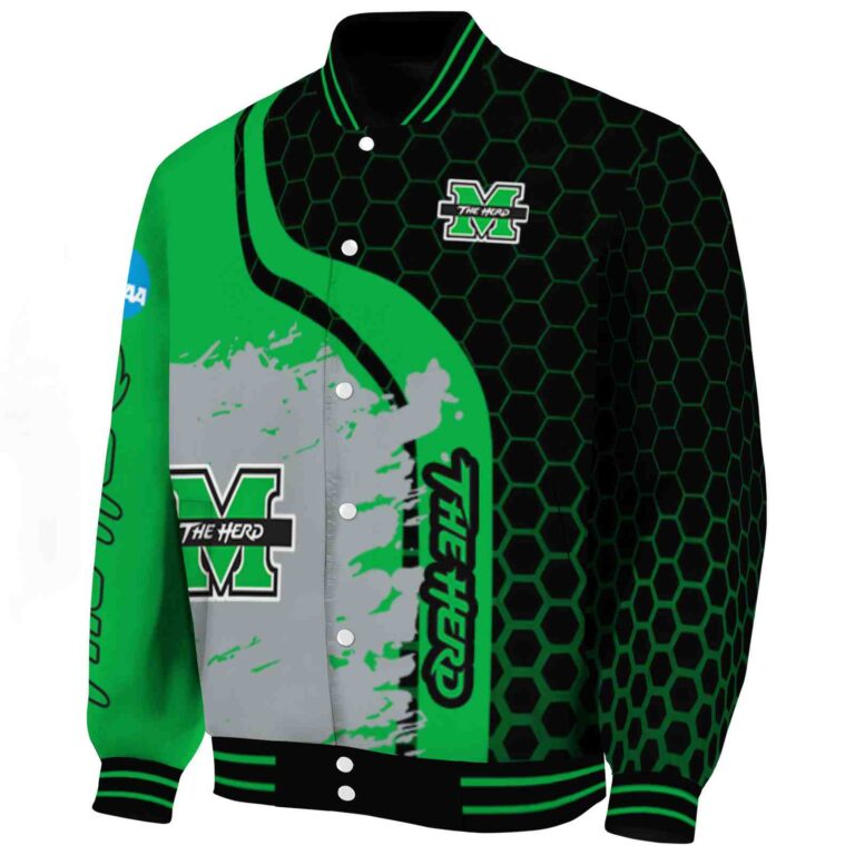 marshall thundering herd hexagonal pattern green black jacket best selling