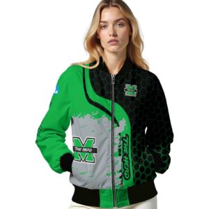 marshall thundering herd hexagonal pattern green black jacket latest model