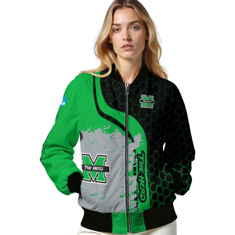 marshall thundering herd hexagonal pattern green black jacket latest model