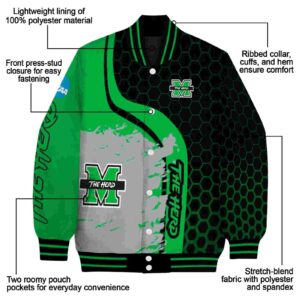 marshall thundering herd hexagonal pattern green black jacket new arrival